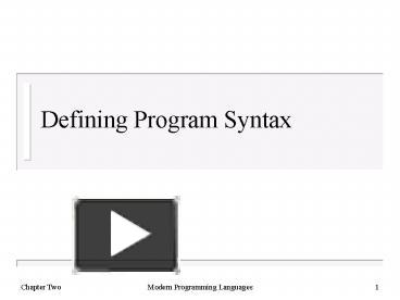Defining Program Syntax presentation | free to view