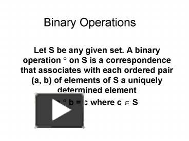 Binary Operations presentation | free to view