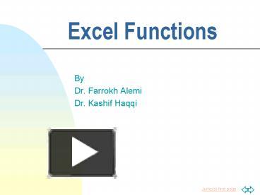 PPT – Excel Functions PowerPoint presentation | free to view - id ...