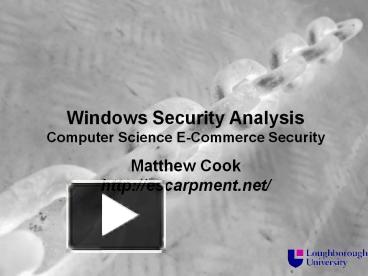 PPT – Windows Security Analysis PowerPoint presentation | free to view ...