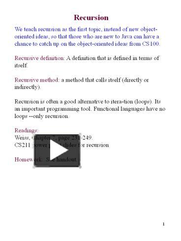 PPT – Recursion PowerPoint presentation | free to download - id: 177bb4 ...