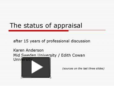 The status of appraisal presentation | free to view