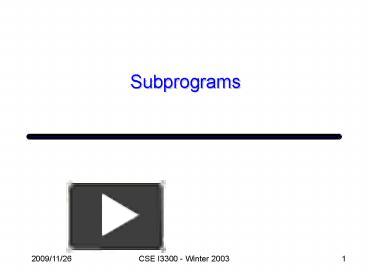 PPT – Subprograms PowerPoint presentation | free to view - id: 186f7b-ZDc1Z