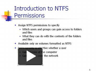 Introduction to NTFS Permissions presentation | free to download