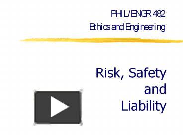 Risk, Safety and Liability presentation | free to view