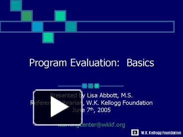 Program Evaluation: Basics presentation | free to view