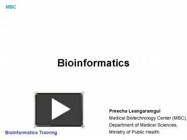 PPT – Bioinformatics Training PowerPoint presentation | free to view ...