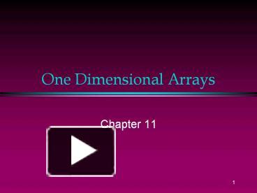 One Dimensional Arrays presentation | free to view