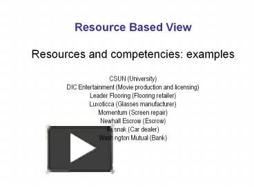 PPT – Resource Based View PowerPoint presentation | free to download ...