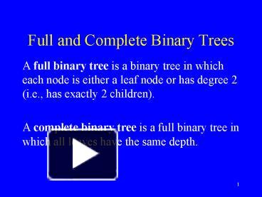 Full and Complete Binary Trees presentation | free to view
