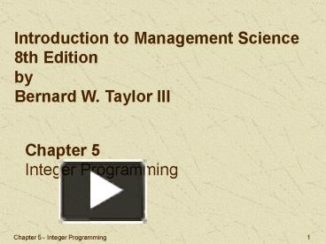 PPT – Integer Programming PowerPoint presentation | free to view - id ...