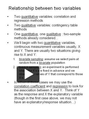 PPT – Relationship between two variables PowerPoint presentation | free ...