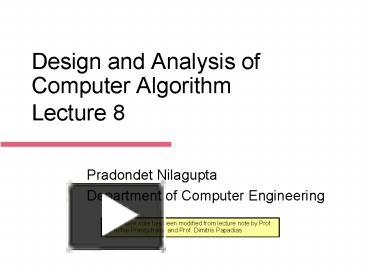 Design and Analysis of Computer Algorithm Lecture 8 presentation | free ...