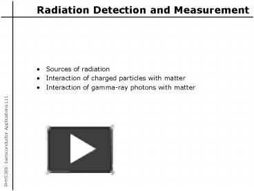 Radiation Detection and Measurement presentation | free to view