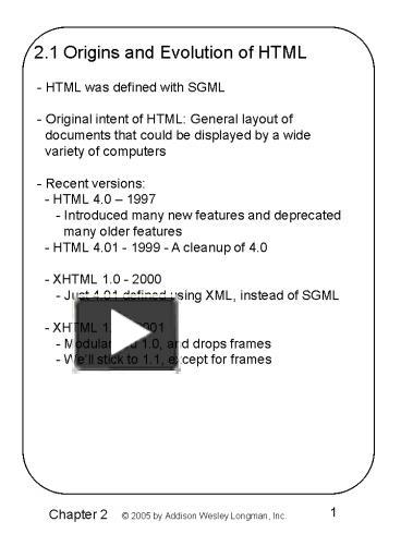 2.1 Origins and Evolution of HTML presentation | free to download