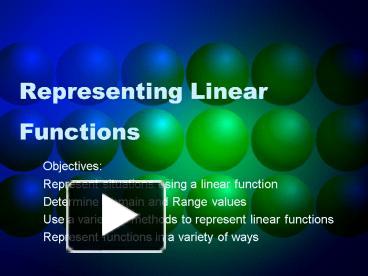 Representing Linear Functions presentation | free to view