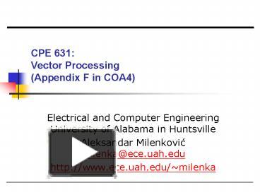 PPT – CPE 631: Vector Processing Appendix F in COA4 PowerPoint ...
