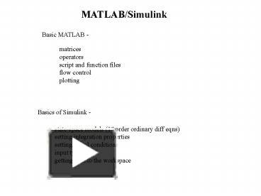 MATLAB/Simulink presentation | free to view
