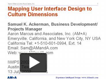 Mapping User Interface Design to Culture Dimensions presentation | free ...