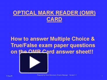 OPTICAL MARK READER OMR CARD presentation | free to view