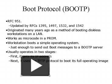 Boot Protocol (BOOTP) presentation | free to view