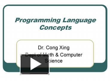 PPT – Programming Language Concepts PowerPoint presentation | free to ...