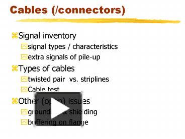 Cables (/connectors) presentation | free to download
