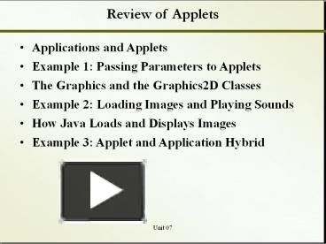 PPT – Review of Applets PowerPoint presentation | free to download - id ...