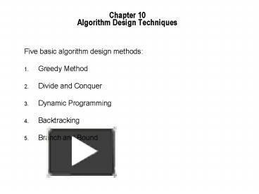 PPT – Five basic algorithm design methods: PowerPoint presentation ...