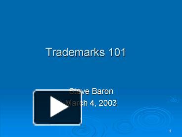 Trademarks 101 presentation | free to view