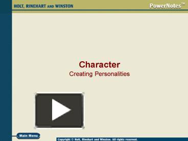 PPT – Character PowerPoint presentation | free to view - id: 1e813-MDFmN