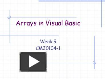 Arrays in Visual Basic presentation | free to view