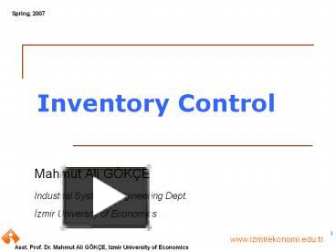 PPT – Inventory Control PowerPoint presentation | free to download - id ...