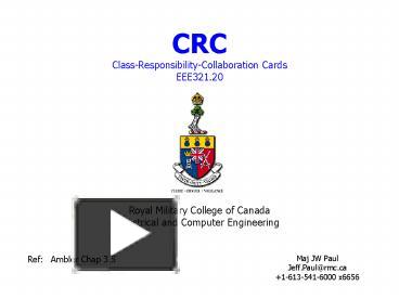 CRC ClassResponsibilityCollaboration Cards EEE321'20 presentation ...