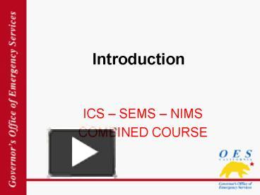 ICS SEMS NIMS presentation | free to view