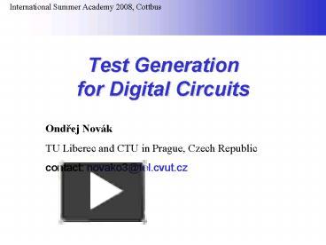 PPT – Test Generation for Digital Circuits PowerPoint presentation ...