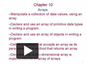 PPT – Arrays PowerPoint presentation | free to view - id: 2002de-MDdlO