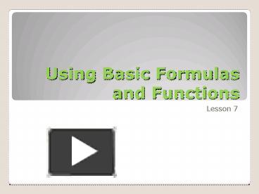 PPT – Using Basic Formulas and Functions PowerPoint presentation | free ...