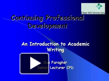 PPT – Continuing Professional Development PowerPoint presentation ...