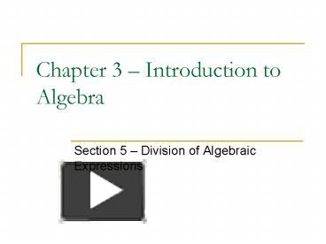 Chapter 3 Introduction to Algebra presentation | free to view