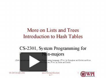 PPT – More on Lists and Trees Introduction to Hash Tables PowerPoint ...
