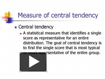 PPT – Measure of central tendency PowerPoint presentation | free to ...