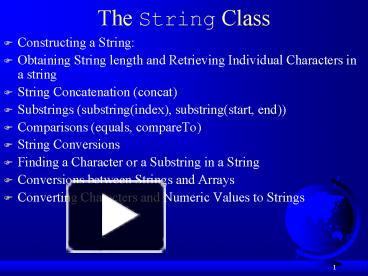 The String Class presentation | free to download