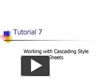 Working with Cascading Style Sheets presentation | free to view