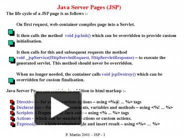 PPT – Java Server Pages JSP PowerPoint presentation | free to view - id ...