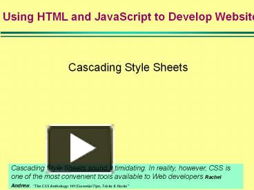 PPT – Cascading Style Sheets PowerPoint presentation | free to download ...