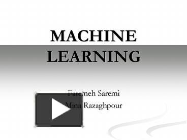 MACHINE LEARNING presentation | free to view