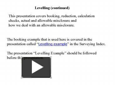 PPT – Levelling continued PowerPoint presentation | free to view - id ...