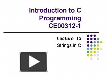 Introduction to C Programming CE003121 presentation | free to view