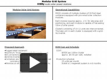 PPT – Modular Grid System Utilityscale solar power stations PowerPoint ...